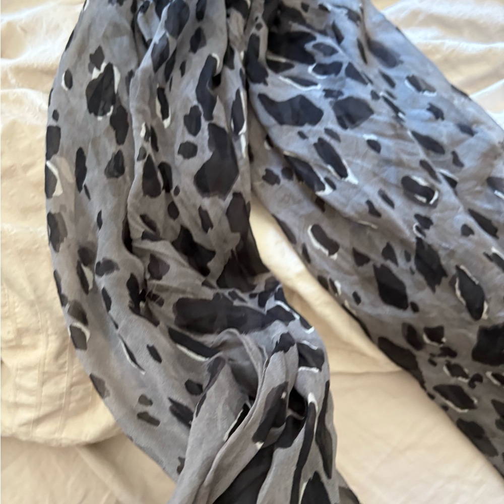 Burberry Gray and Black Animal Print Scarf